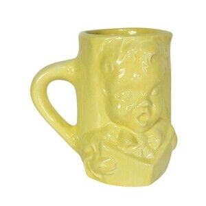 Vintage 1940s Yellow Little Choir Boy Singer Ceramic Religious Coffee Mug RARE